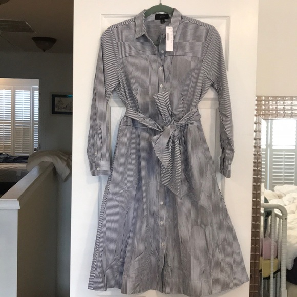 J. Crew Dresses & Skirts - JCrew Striped Tie-Waist ShirtDress